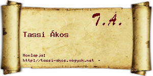 Tassi Ákos névjegykártya