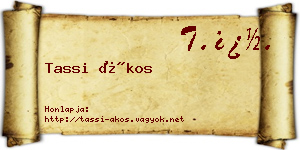 Tassi Ákos névjegykártya